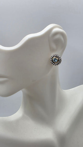 David Yurman Sterling Silver Topaz Cookie Stud Earrings