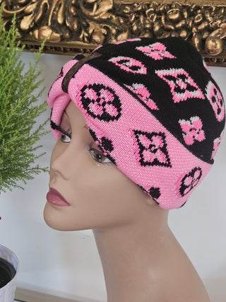 Louis Vuitton Pink Black Wool 3D Monogram Beanie NWT