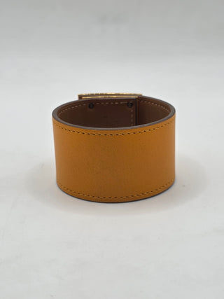 Hermès Brown Leather Gold Plated Kelly Dog Wrap Bracelet