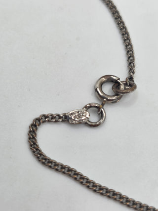 Chanel Silver-tone Enamel Interlocking CC Clover Pendant Necklace