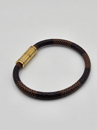 Louis Vuitton brown leather Keep It Bracelet