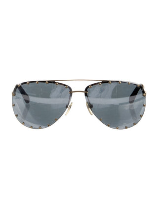 Louis Vuitton Metallic Gold-tone Aviator Mirrored Sunglasses
