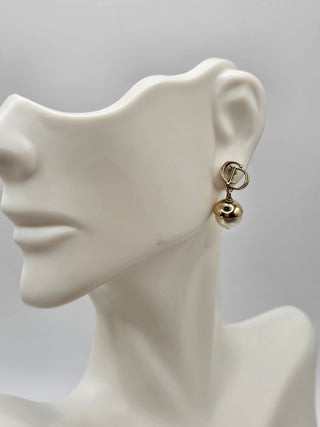 Christian Dior Gold-tone Faux Pearl CD Drop Earrings