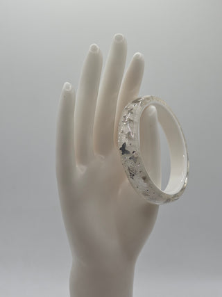 Christian Dior Silverstone Clear Butterfly Motif Logo Charm Bangle