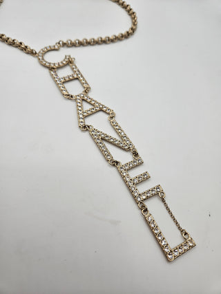 Chanel Gold-tone 2019 Strass 'CHANEL' Lavalier Necklace