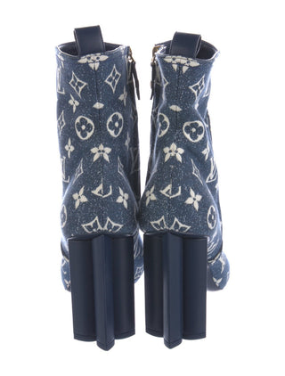 Louis Vuitton Blue LV Monogram Denim Boots 41 sz