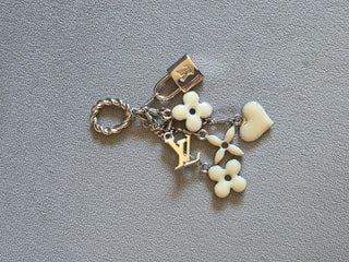Louis Vuitton Silver-tone Sweet Monogram Enamel LV Logo Charms Pendant