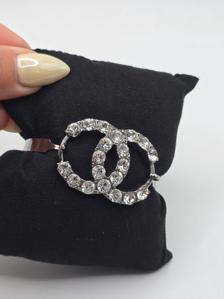 Chanel Silver-tone Strass Interlocking CC Bracelet