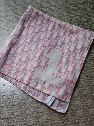 Christian Dior Pink White Silk Floral Diorissimo Scarf