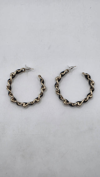 Chanel 2019 Faux Pearl Leather Interlocking CC Hoop Earrings