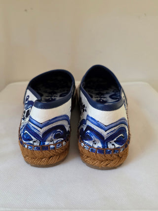 Dolce & Gabbana Blue White Signature print espadrilles 36 sz