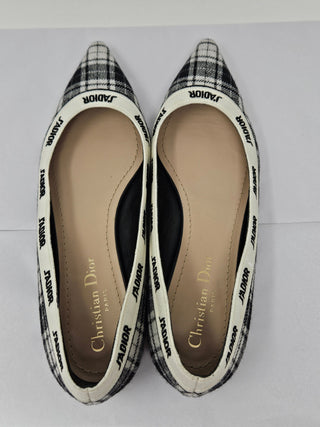 CHRISTIAN DIOR J'adior Canvas Ballet Flats 37 sz