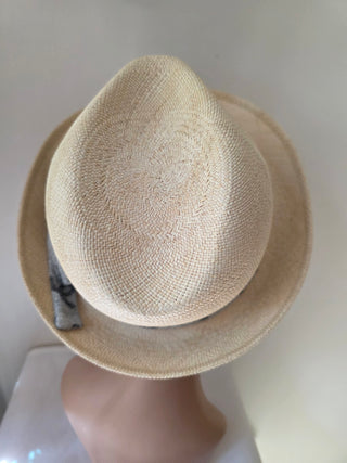 Chanel Beige 2022 Interlocking CC Raffia Fedora Hat S sz