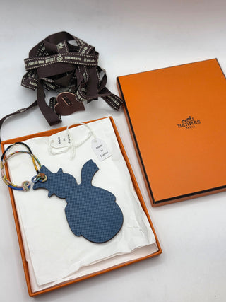 Hermès Brown Blue Petit H Snowman Bag Charm
