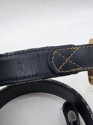 Christian Dior Blue Trotter Logo Canvas CD Belt 80 sz