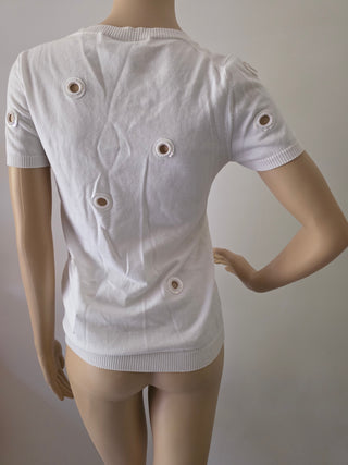 Chanel White Interlocking CC logo Shortsleeve Top US6, FR38