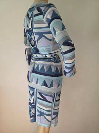 Emilio Pucci Blue Multicolor Signature Print Summer Dress 4 US sz