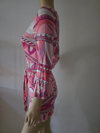 Emilio Pucci Pink Printed Bateau Neckline Tunic S sz