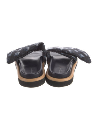 Louis Vuitton Black Blue LV Monogram Slides 40 sz