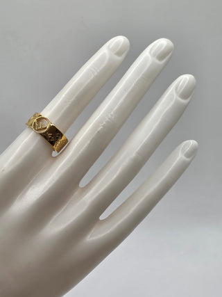 Fendi Gold-tone FF Logo Band Ring 6.5 sz