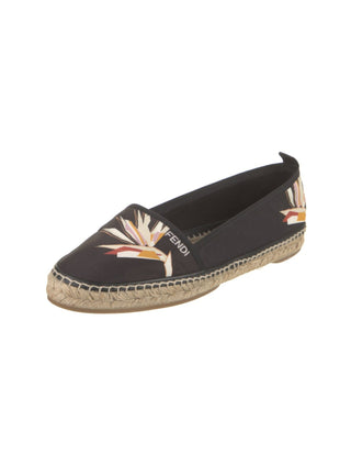 Fendi Black Logo Printed round-toe espadrilles 40 sz
