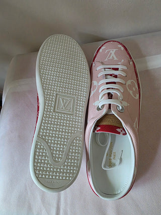 Louis Vuitton Pink Red LV Monogram Sneakers 41 sz
