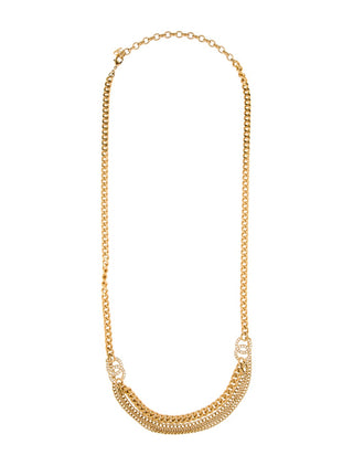 Chanel Gold-tone 2022 Strass CC Multi-Chain Necklace