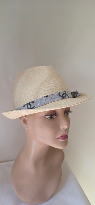 Chanel Beige 2022 Interlocking CC Raffia Fedora Hat S sz
