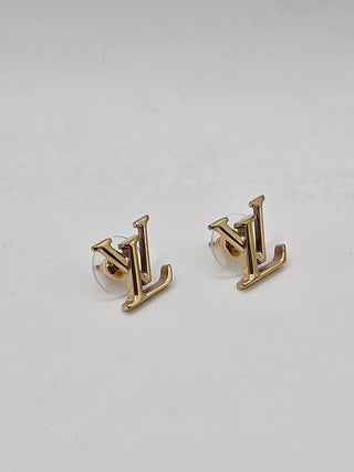 Louis Vuitton Gold-tone LV Logo Iconic Stud Earrings