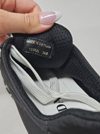 PRADA Black Nylon Logo Printed Sneakers 39.5 EU