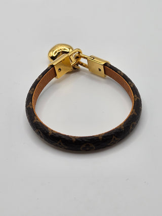 Louis Vuitton Brown Leather Crazy In Lock Charm Bracelet