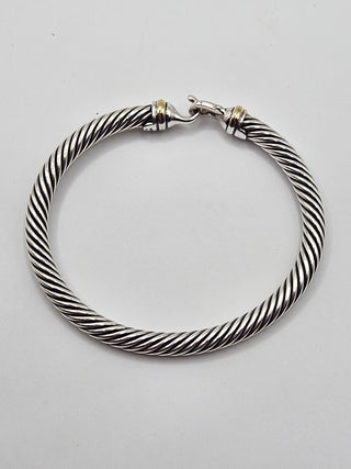 David Yurman Sterling Silver Two-Tone Buckle Classic Cable Bracelet