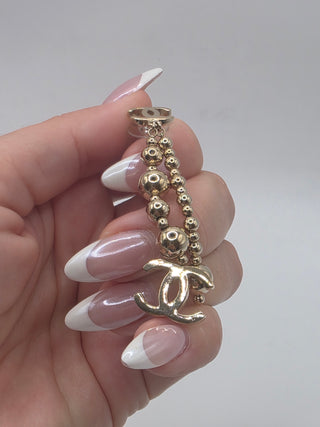 Chanel Gold-tone Interlocking CC Ball Drop Earrings