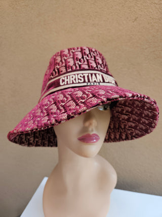 Christian Dior Red Multicolor Velvet Oblique Bucket Hat