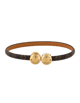 Louis Vuitton Brown Gold-tone Historic Mini Monogram Bracelet