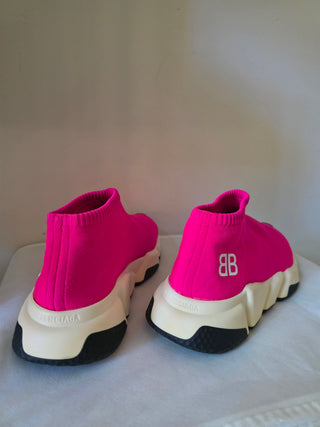Balenciaga Hot pink Logo Printed sock sneakers 39 sz