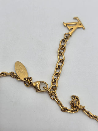 Louis Vuitton Gold-tone Crystal Gamble Station Necklace