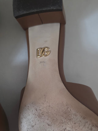 Dolce & Gabbana Brown Leather DG Cutout Slides sandals 39.5 sz