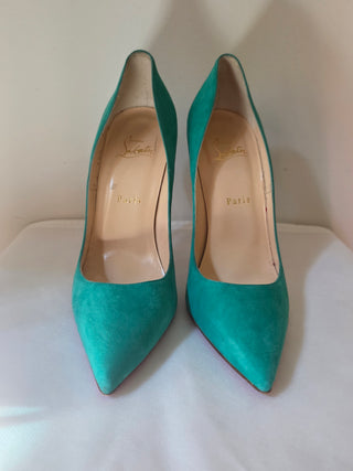 Christian Louboutin green suede So Kate Pointed-Toes pumps 41 sz