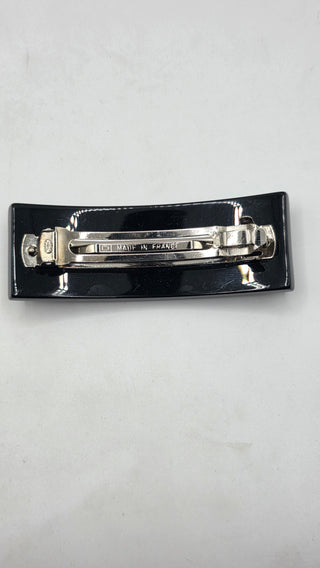Chanel Black Silver-tone Interlocking CC Charm hair clip
