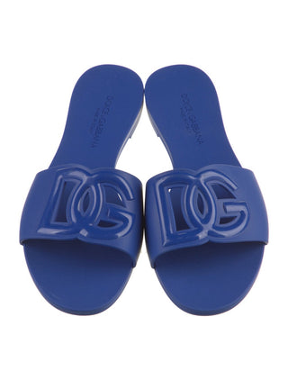 Dolce & Gabbana Blue rubber DG logo sandals 40 sz