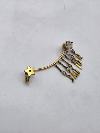 Christian Dior Goldtone Metal and Crystal Dio-r-Evolution Single Cuff Earring