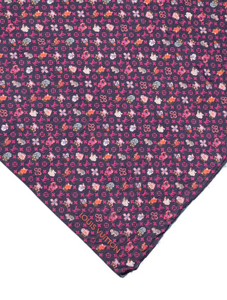 Louis Vuitton LV Monogram Zodiac Silk Square Scarf — Navy & Fuchsia