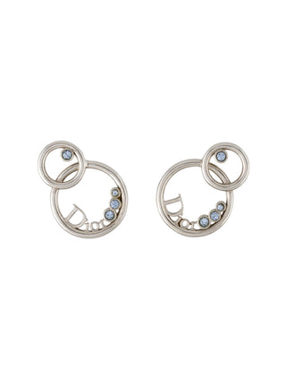 Christian Dior Silver-tone Crystal Drop Earrings