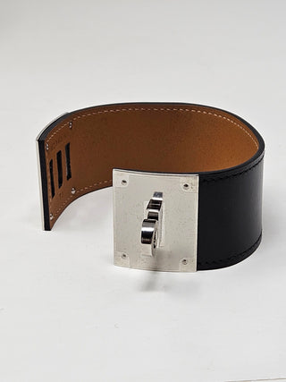 HERMÈS Black Leather Kelly Dog Wrap Bracelet