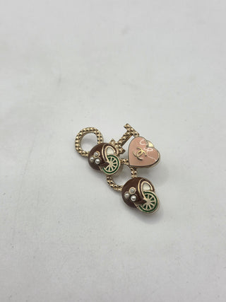Chanel Gold-tone Faux Pearl Enamel I Love Coco Pin