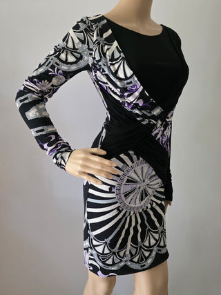Emilio Pucci Black Multicolor Signature Print Sexy Summer Dress 42 sz