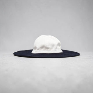 Chanel Navy Blue White Cotton Interlocking CC Hat Size 58