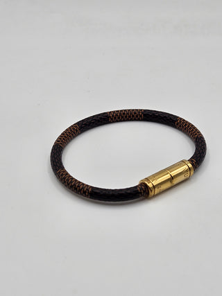 Louis Vuitton brown leather Keep It Bracelet