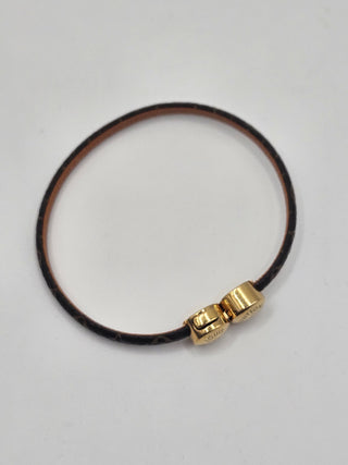 Louis Vuitton Brown Gold-tone Historic Mini Monogram Bracelet